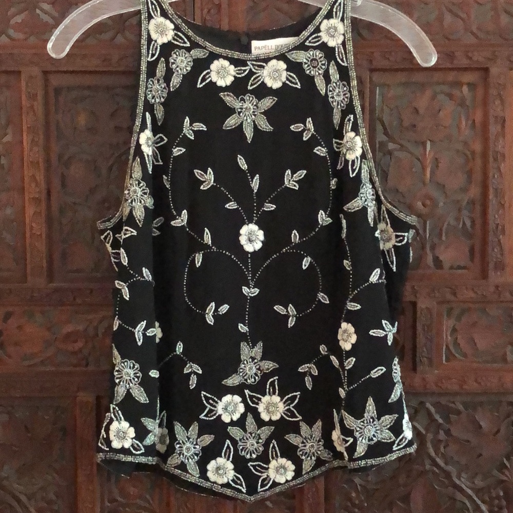 Vintage Papell Boutique 100% silk beaded top